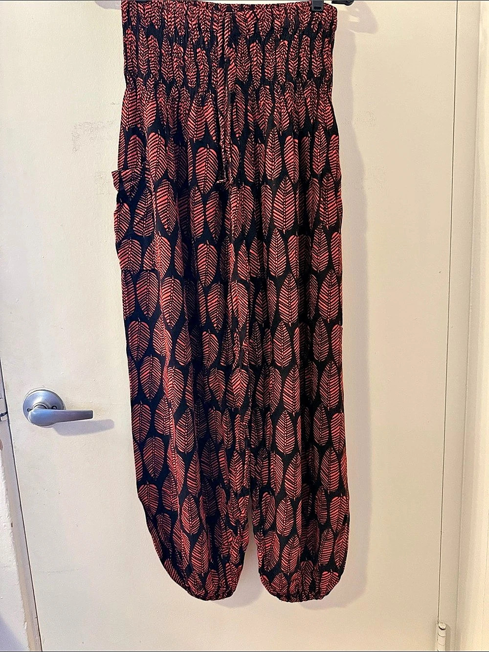 Balinese style Wide Leg Pants in Black & Red